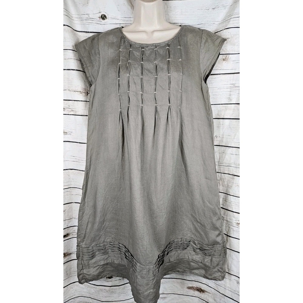 Sundance Viv Day 100% Linen Dress S Pintuck Pleated Coastal Summer
